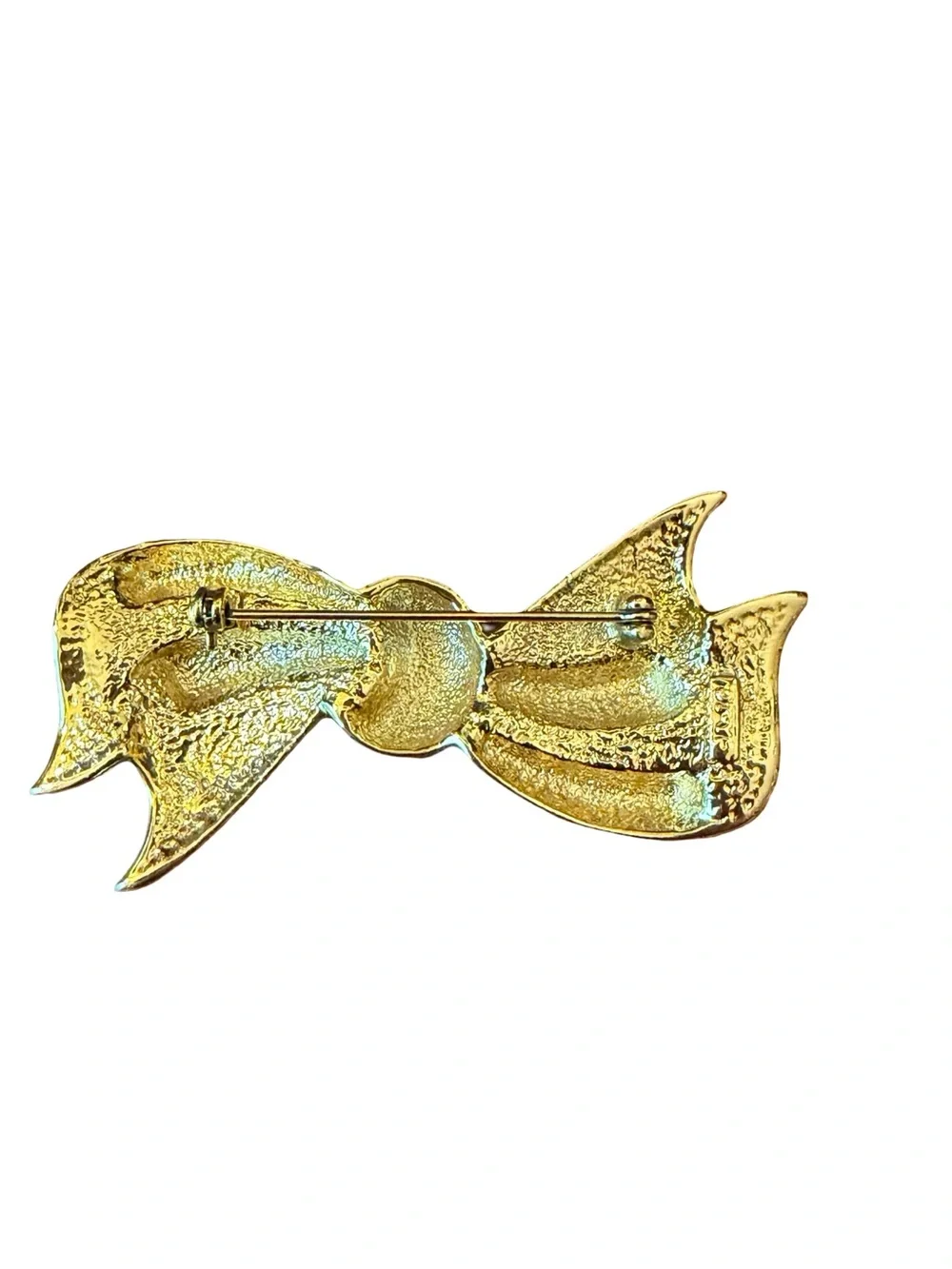 Vintage Gold Bow Brooch 🎀✨ Chunky Statement Pin
